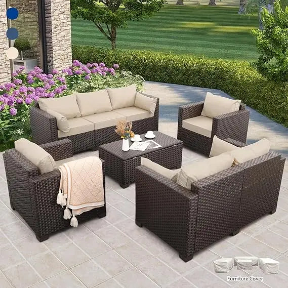 5-Piece Outdoor Patio Furniture Set with Storage Couch, Coffee Table,
