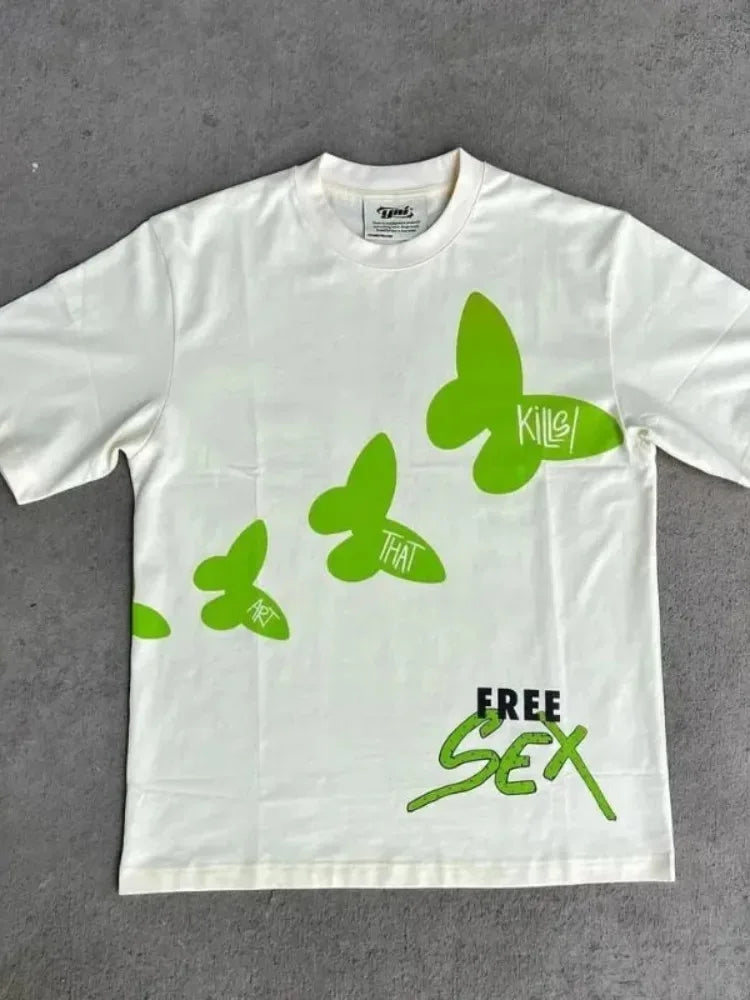 Printed Men Vintage Streetwear Oversized Short Sleeve T-Shirts Casual Clothing Summer