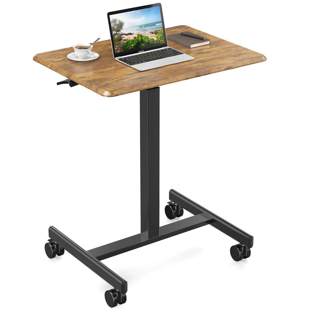 Laptop Height Adjustable Table Mobile  Workstation  Wheels