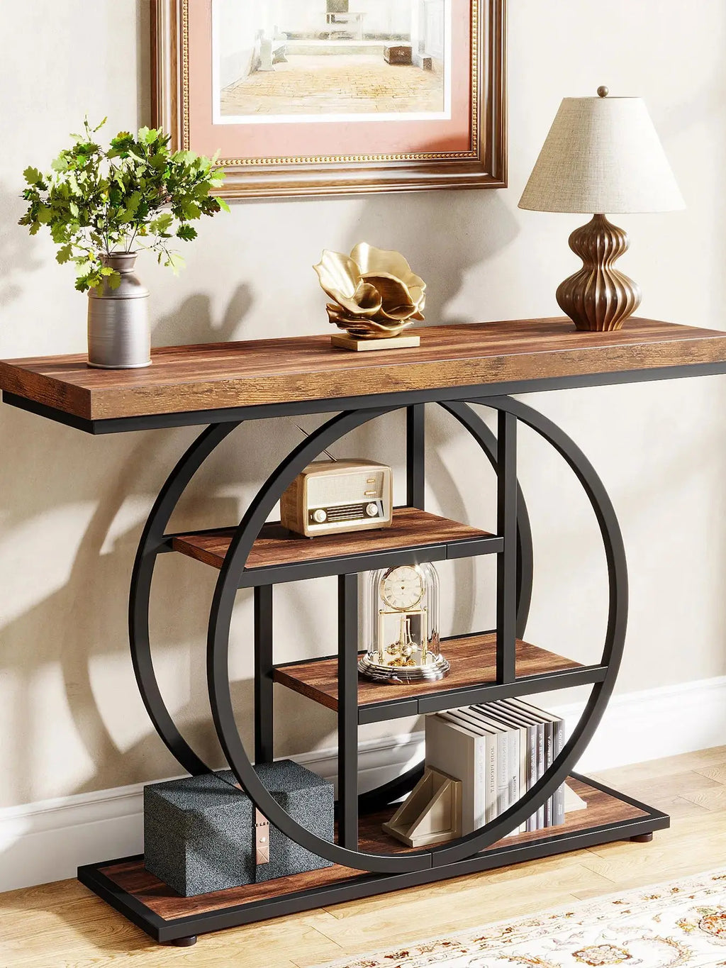 Console Table,, 41.3-Inch Industrial Sofa Table for Living Room, Foyer Hallway Table
