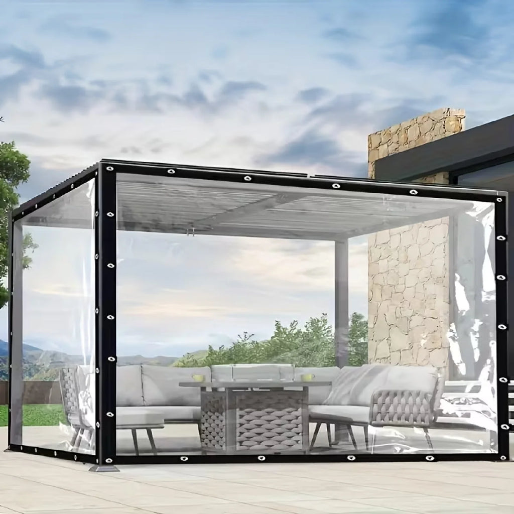 Clear PVC Waterproof Tarp 15Mil Heavy Duty Outdoor Cover for Greenhouse Patio Windproof UV Resistant Shelter