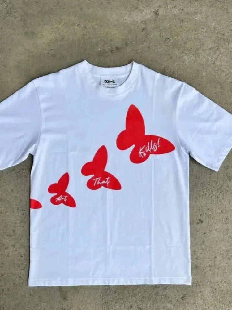 Printed Men Vintage Streetwear Oversized Short Sleeve T-Shirts Casual Clothing Summer