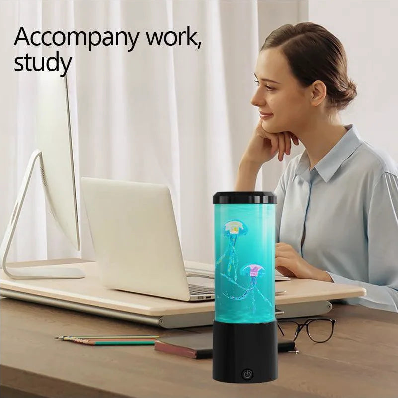 Ocean Night Light with Floating Jellyfish - Aquarium Mood Lamp for Bedroom,