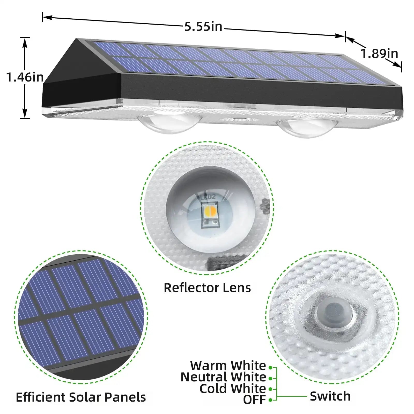 Solar Fence Lights Outdoor- Solar Deck Lights for Outside Yard