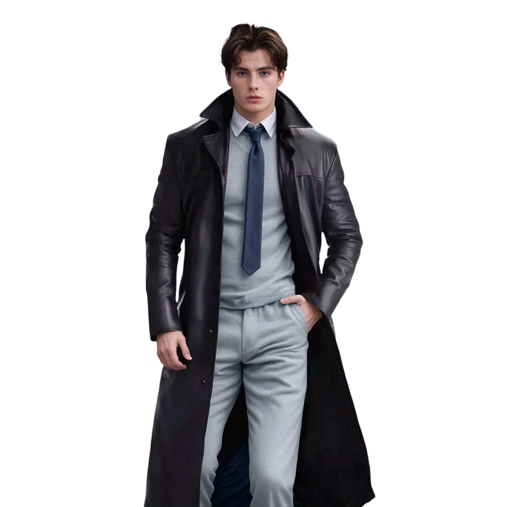 Men s Faux Leather Jacket Classic  Windproof Coat for Fall Winter Wardrobe