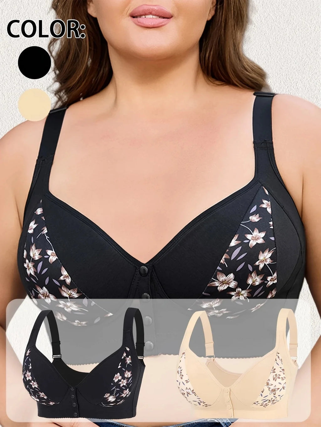 Wire-Free Bras Luxurious Gravity Lift, Closed Double-Breasted Front Placket