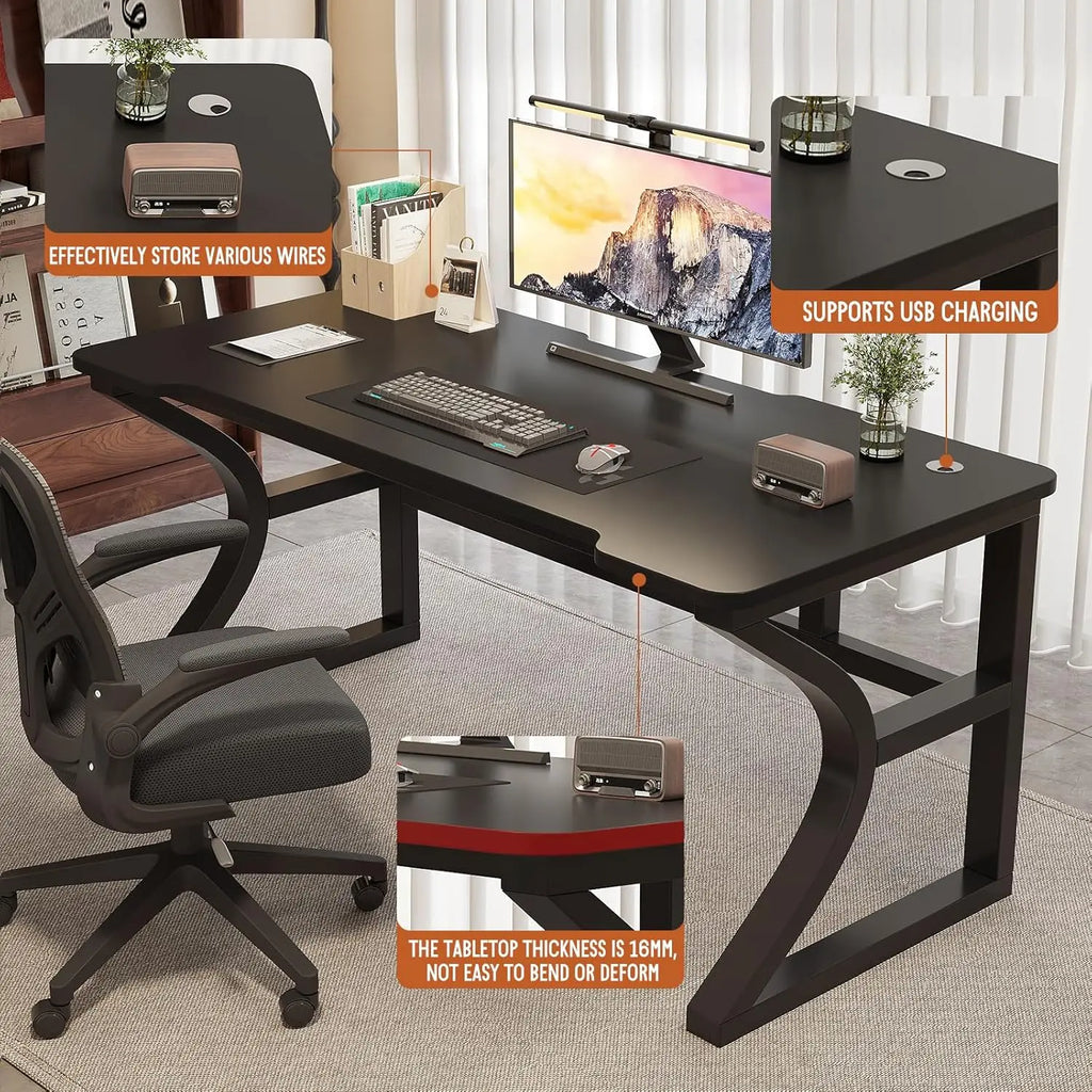 Computer Desk Home Office  Small Desk for Study Work Table with USB Charging Ports