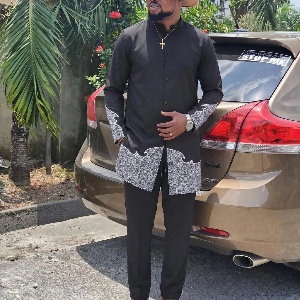 2Pc Luxury African Traditional Men's Clothing Elegant Full Suits Male Pant Sets To Dress Native Outfit