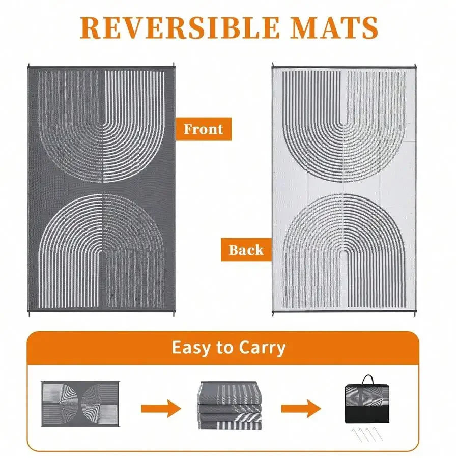 Waterproof Mat ,Modern Plastic Straw Rug Large Outdoor Rug For Patio Waterproof Reversible Rug