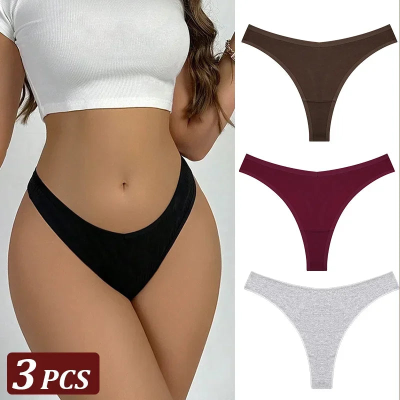 3Pcs/Set Seamless Thong Cotton Women High Flexibility Panty Sexy Underwear