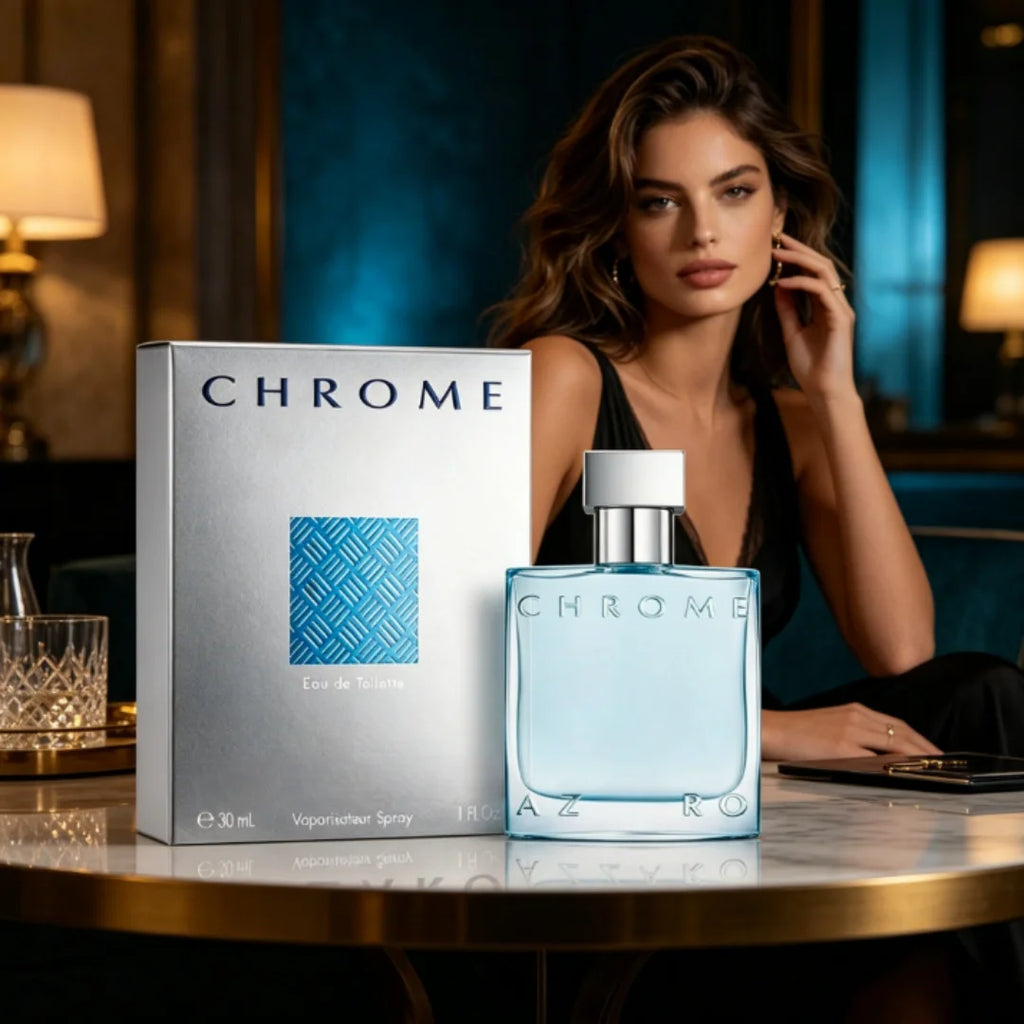 Azz Chrome  Fresh Aquatic Men's Cologne with Citrus Woody Musky Notes Luxury Long Lasting Fragrance