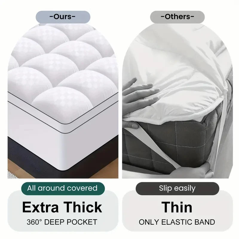 Thick Mattress covers  Topper 1000Gsm Cooling Noiseless Breathable Fitted  Machine Washable