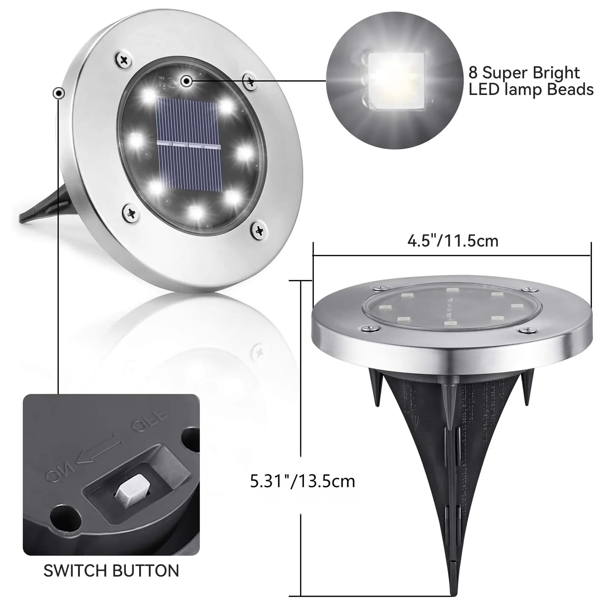 12 Pack Outdoor Waterproof Solar Lights, LED Underground Lights for Yard, Patio, Garden, Lawn, Balcony, Outdoor Pathway