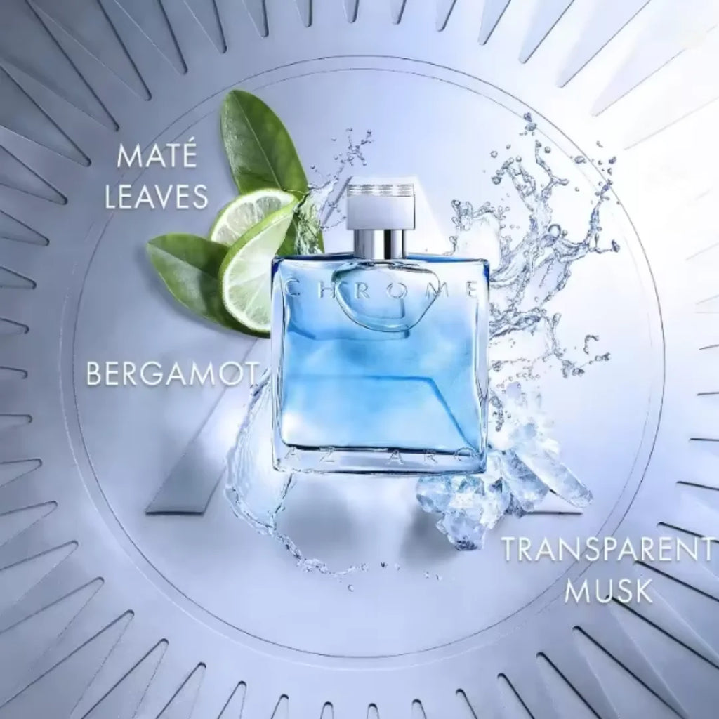 Azz Chrome  Fresh Aquatic Men's Cologne with Citrus Woody Musky Notes Luxury Long Lasting Fragrance