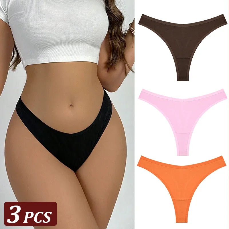 3Pcs/Set Seamless Thong Cotton Women High Flexibility Panty Sexy Underwear