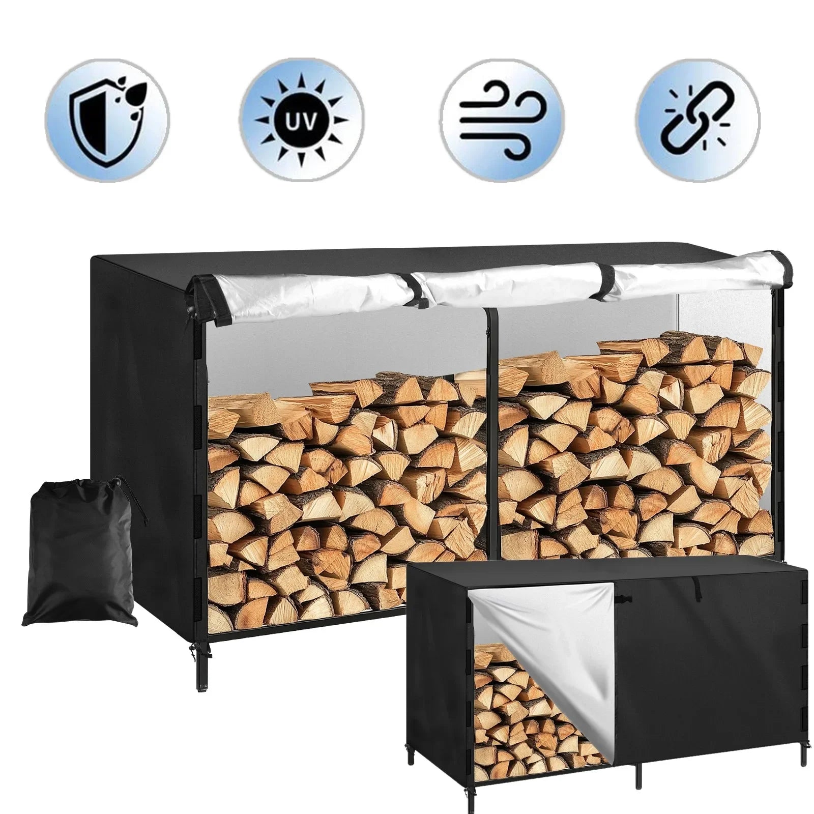 Outdoor Firewood Rack Cover  Waterproof Wood Log Storage
