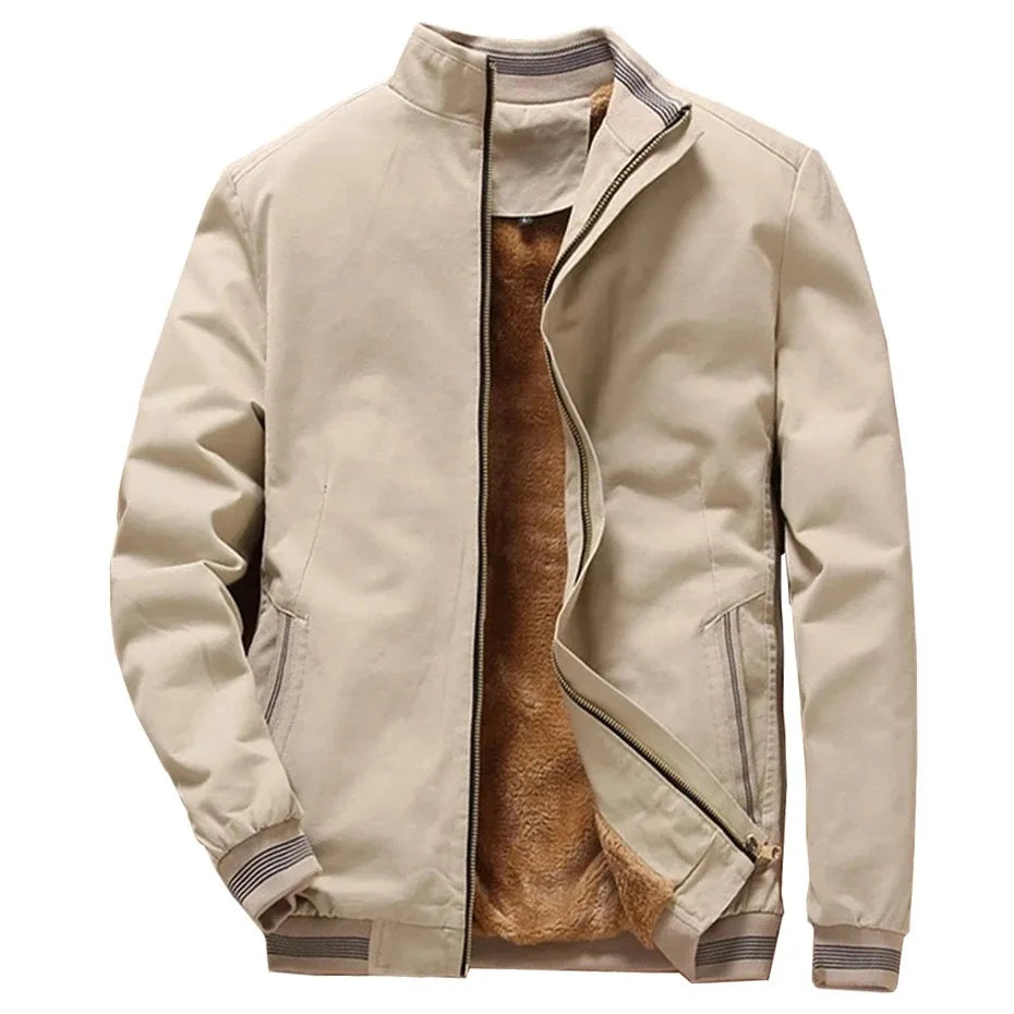 New  Fashion Aviator Jacket Fleece Thickened Warm Solid Color Zipper