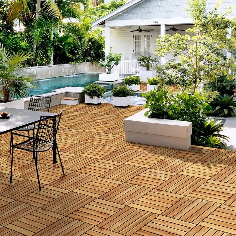 108PCS Acacia Wood Interlocking Flooring Tiles Waterproof Flooring for Outdoor & Indoor Patio,Balcony,Garden,Poolside