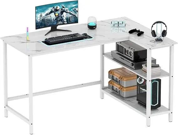 Computer Desk with Shelves, 50 Inch Desk, Study PC Table Workstation with Storage