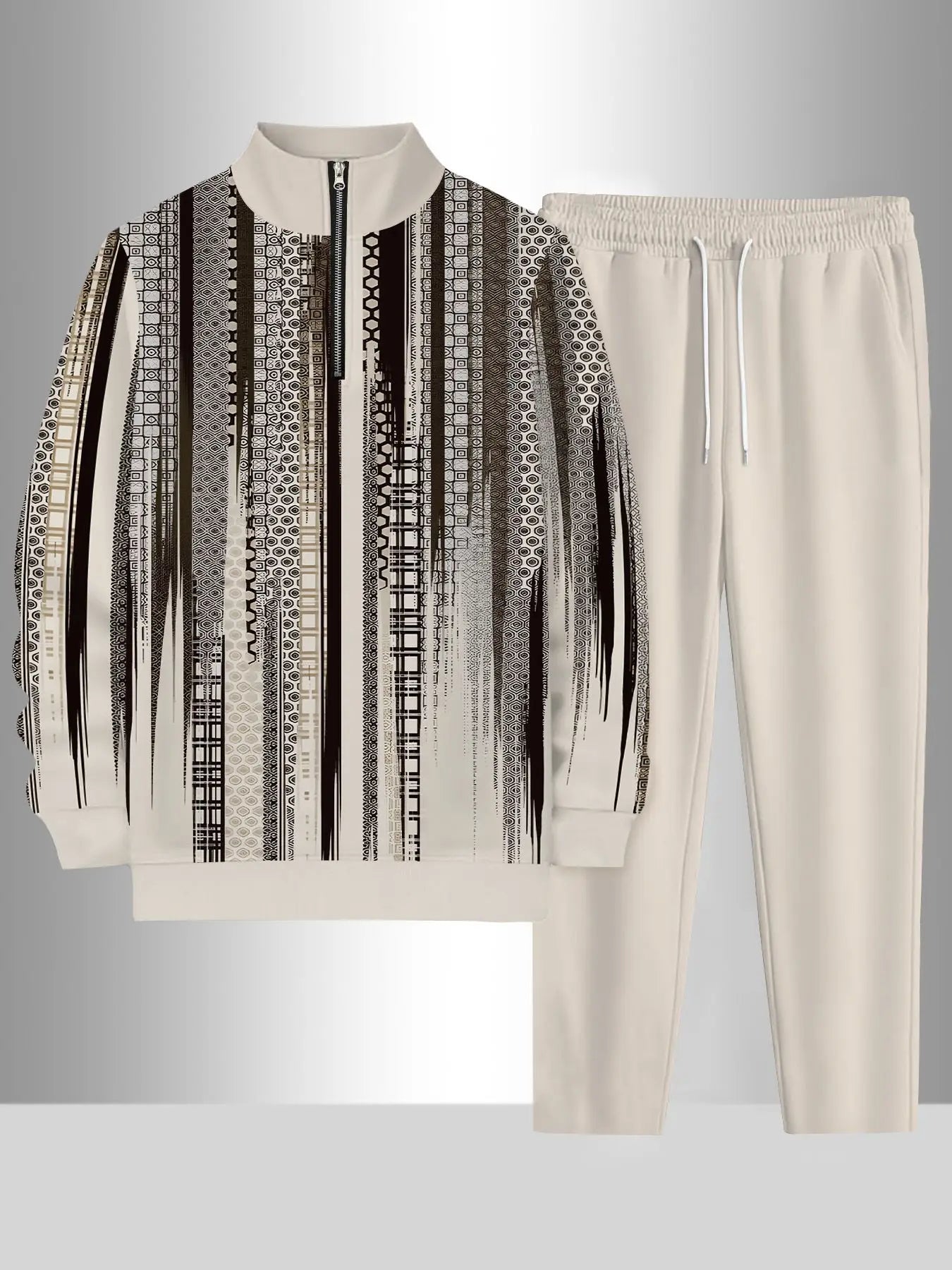 2-piece set,  men's fashionable sports long-sleeved top and long pants set