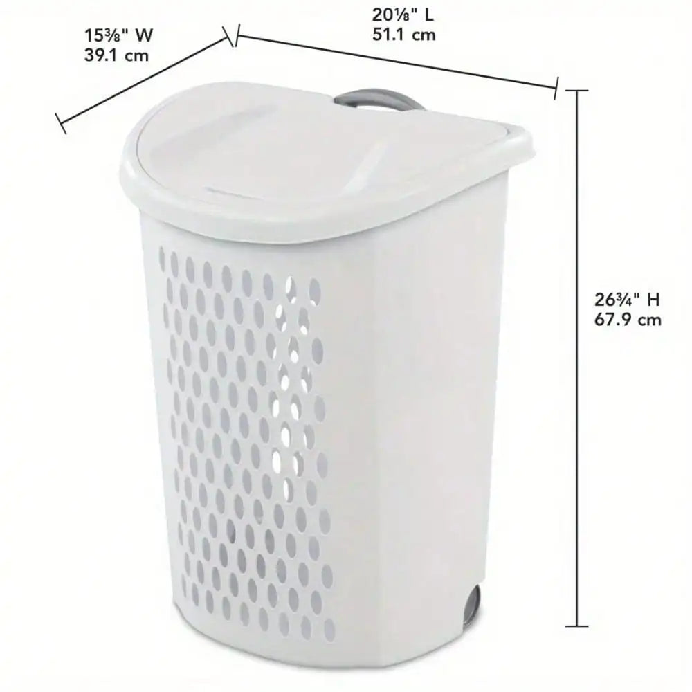 Plastic wheel laundry basket, flip design with wheels for storage  and transport clothes