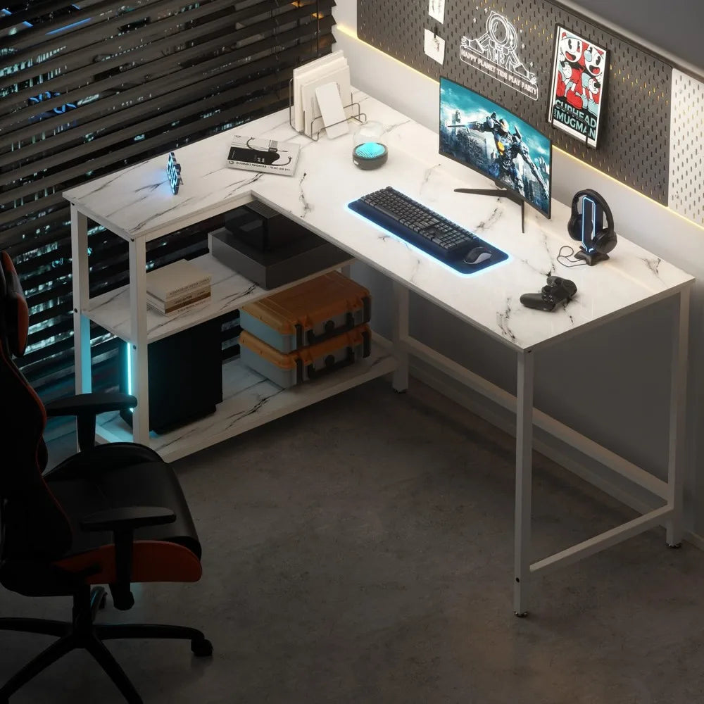 Computer Desk with Shelves, 50 Inch Desk, Study PC Table Workstation with Storage