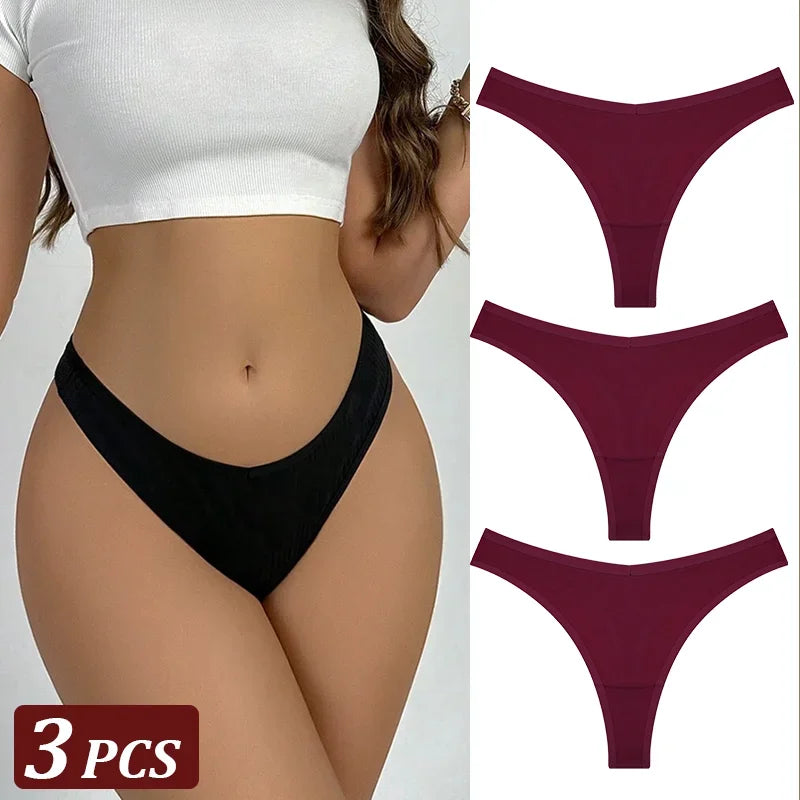3Pcs/Set Seamless Thong Cotton Women High Flexibility Panty Sexy Underwear