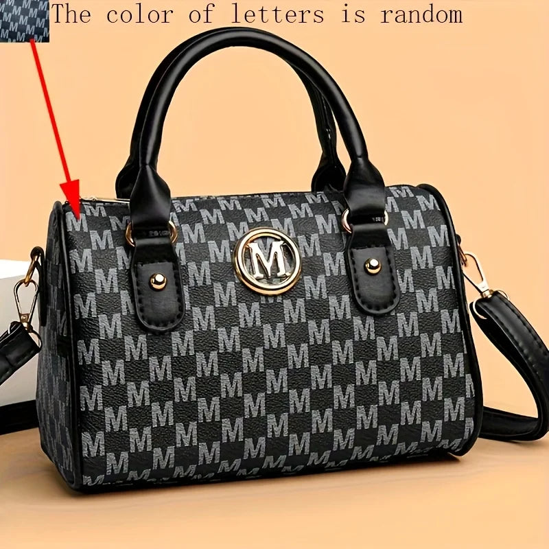 1Pc New Style Shoulder Bag with M” Word Pattern, with Detachable Shoulder Strap, Handbag