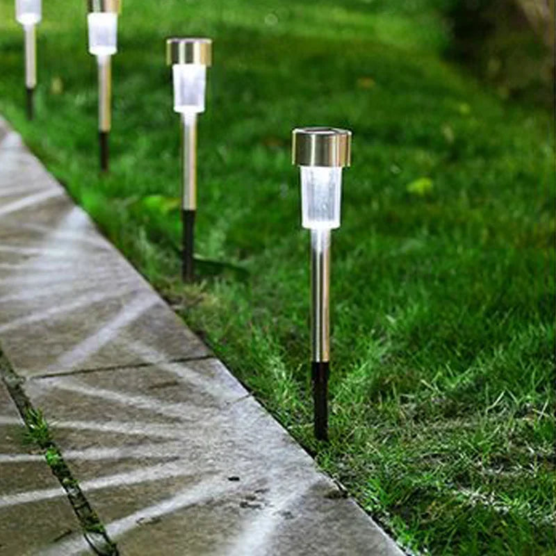 5pcs   Lawn Light Solar Ground Plug Light Stainless Steel Small Tube Light Outdoor Landscape Lighting
