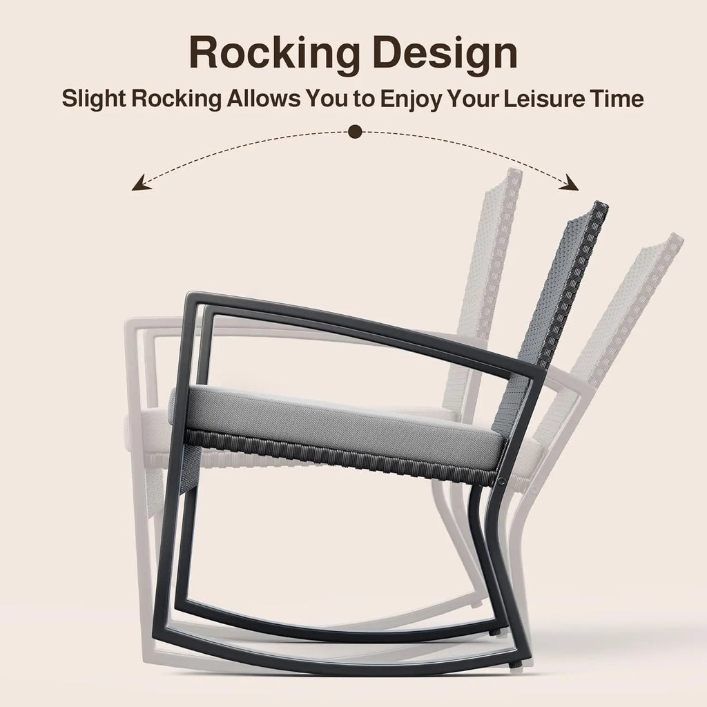 4 Piece Outdoor Patio Wicker Sofa Set Glass Coffee Table Rocking Chairs Backyard Poolside Porch, Customized