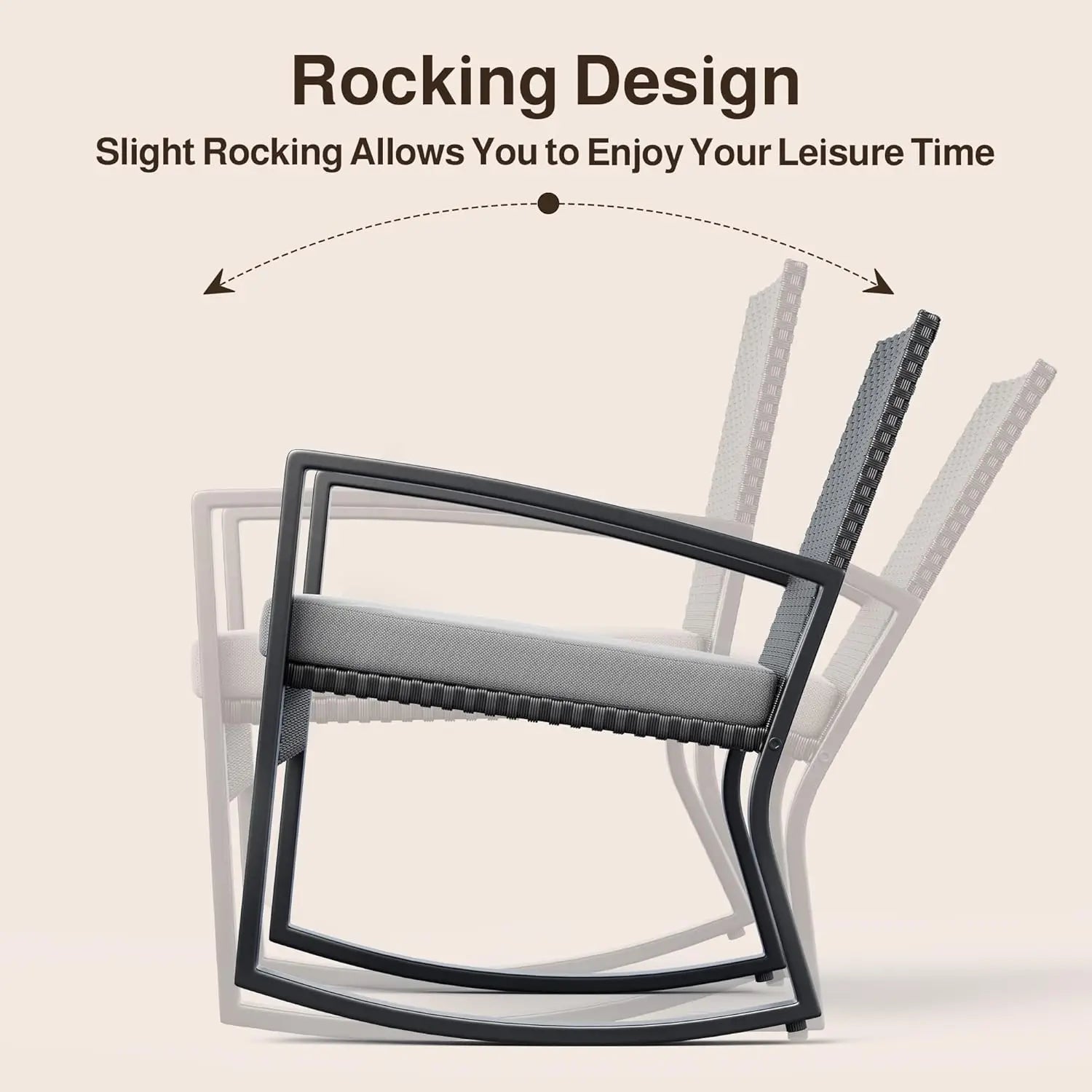 4 Piece Outdoor Patio Wicker Sofa Set Glass Coffee Table Rocking Chairs Backyard Poolside Porch, Customized