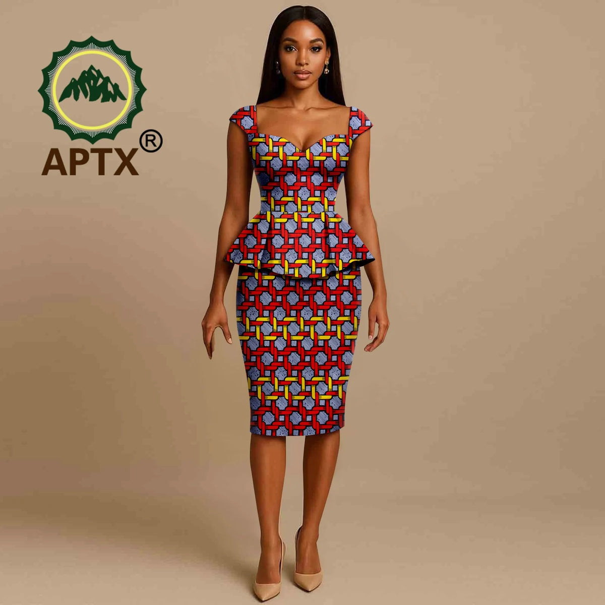African Dress for Women Ankara Print Square Collar Short Sleeve Knee-Length Dress Dashiki Elegant fashion Casual Party Dress