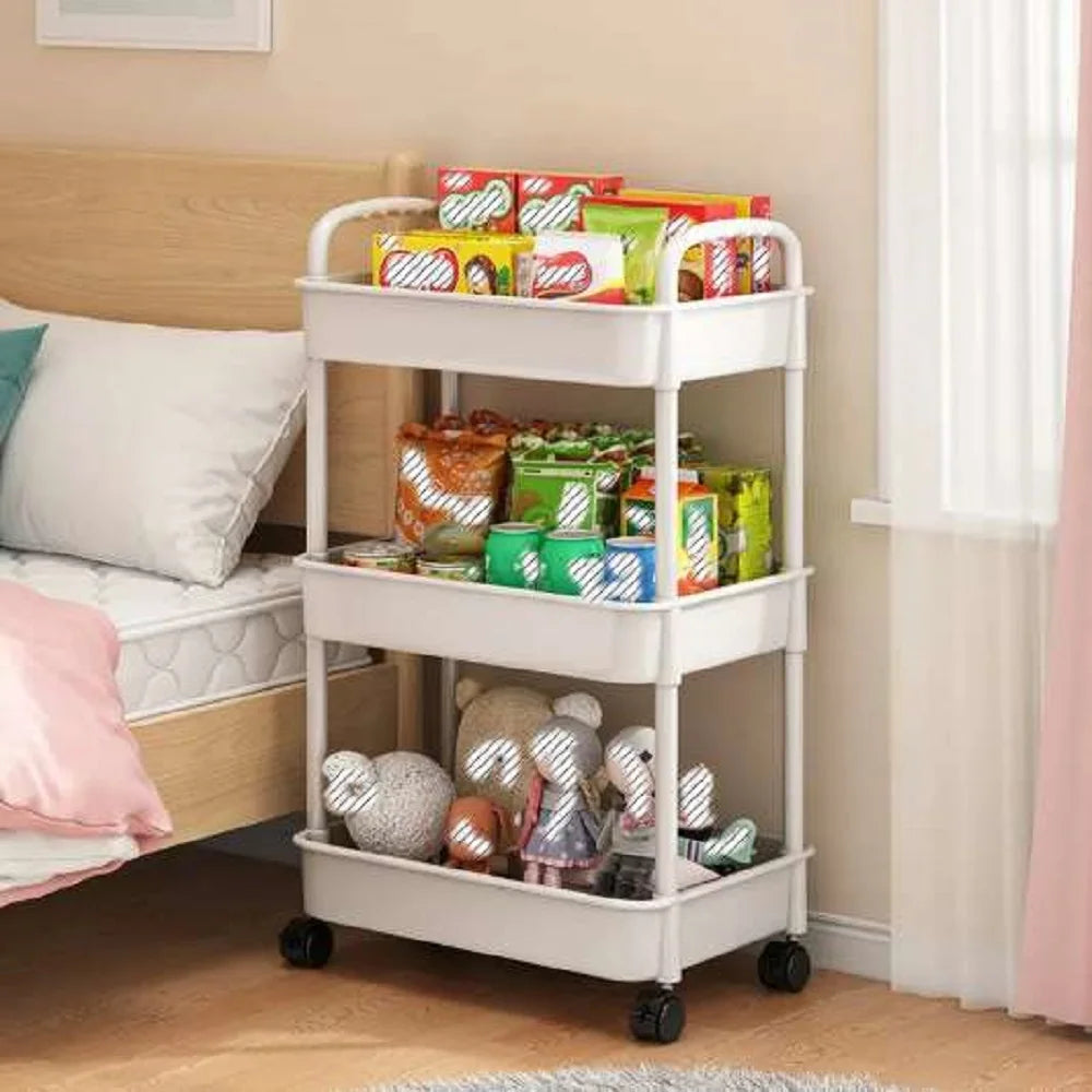 1pc 3/4-Tier Rolling Storage  Multi-Functional Organizer, Adjustable Shelves,