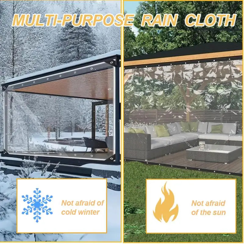 Clear PVC Waterproof Tarp 15Mil Heavy Duty Outdoor Cover for Greenhouse Patio Windproof UV Resistant Shelter
