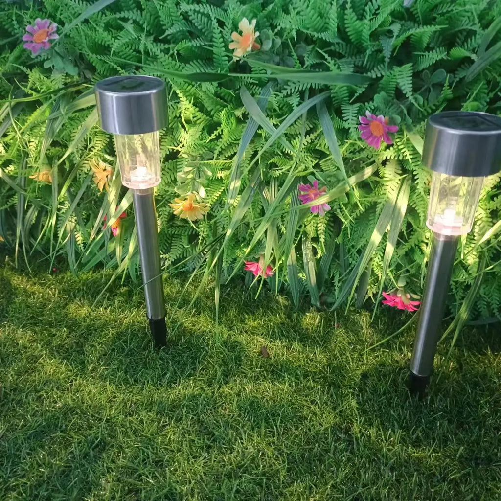 5pcs   Lawn Light Solar Ground Plug Light Stainless Steel Small Tube Light Outdoor Landscape Lighting