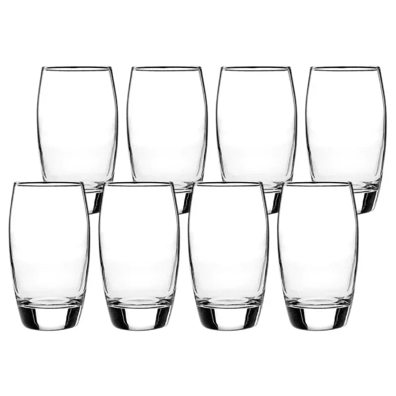 Drinking Glass Set of 8 Heavy Base Clear Glassware,  Dishwasher Safe