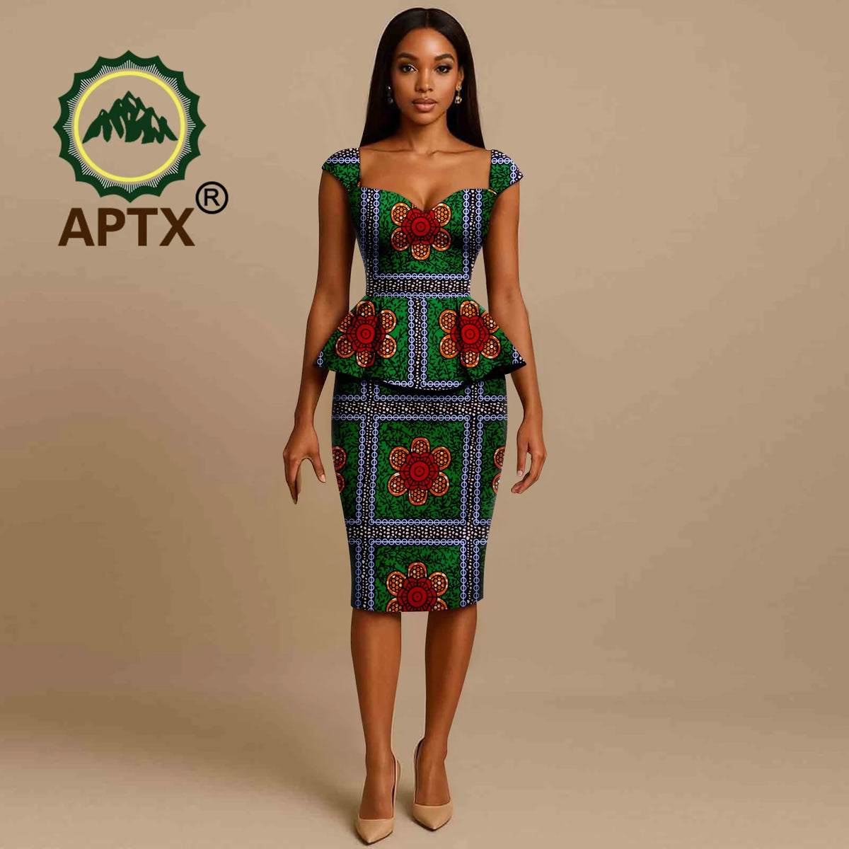 African Dress for Women Ankara Print Square Collar Short Sleeve Knee-Length Dress Dashiki Elegant fashion Casual Party Dress