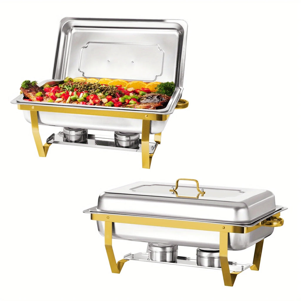 4 Pack 8QT Chafing  Buffet Set Stainless Steel Food Warmer Chafer Complete Fuel Holder for Catering,