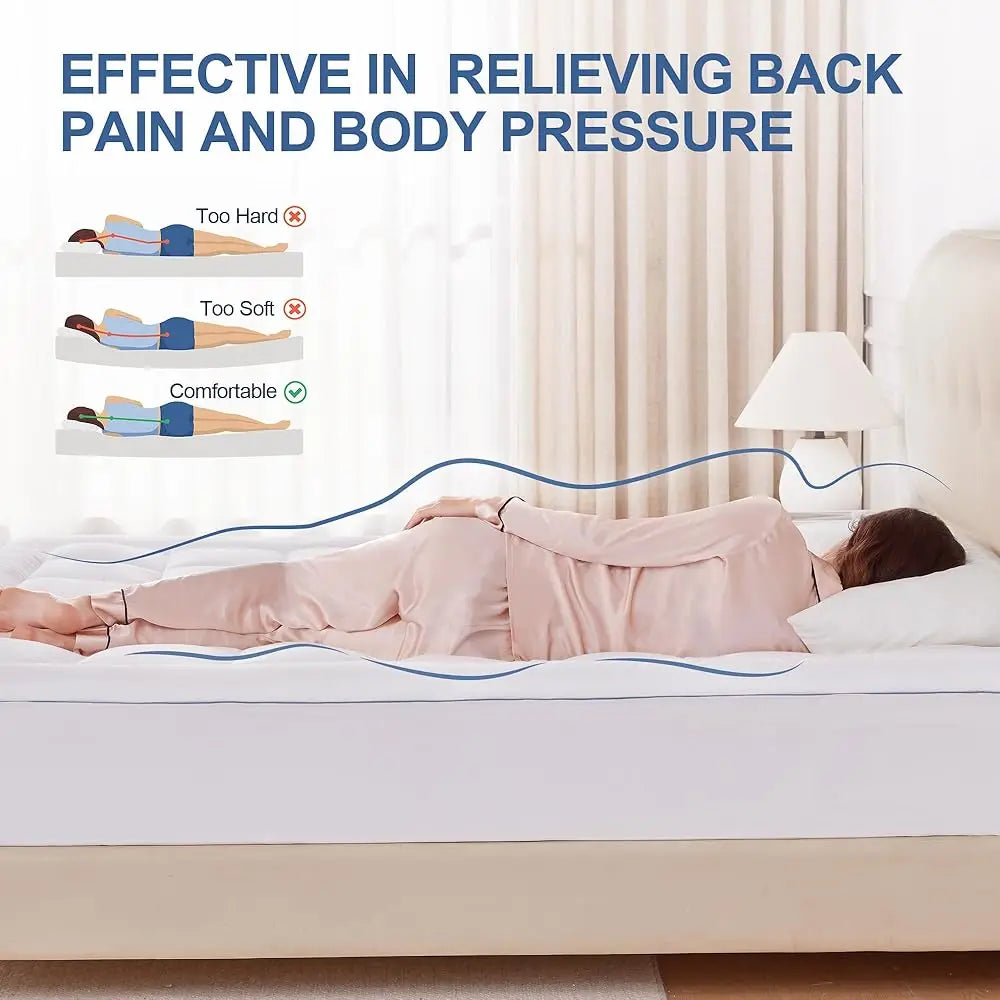 Mattress Topper Reversible Pillow Top Mattress Cover, Microfiber Fitted Cover Pad