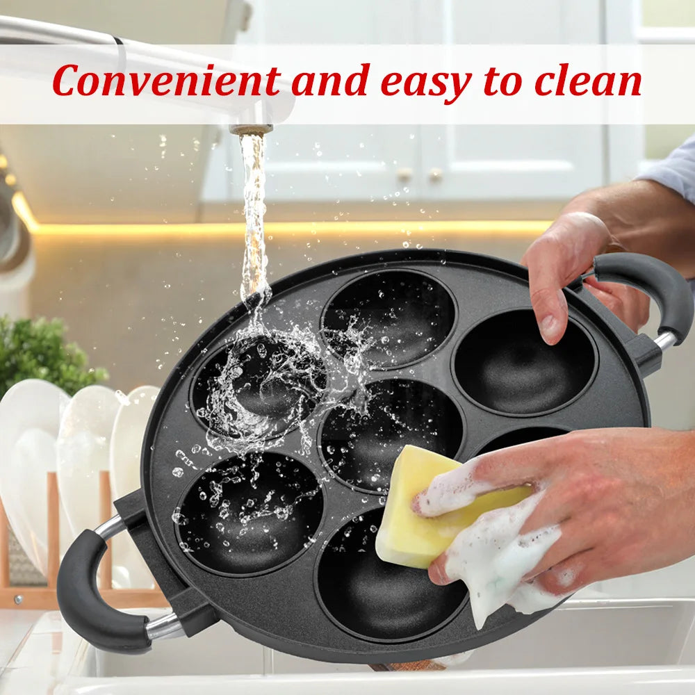 7 Hole Cooking Pan Non-Stick Pot Breakfast Egg Cooker Cake Mold  Cookware