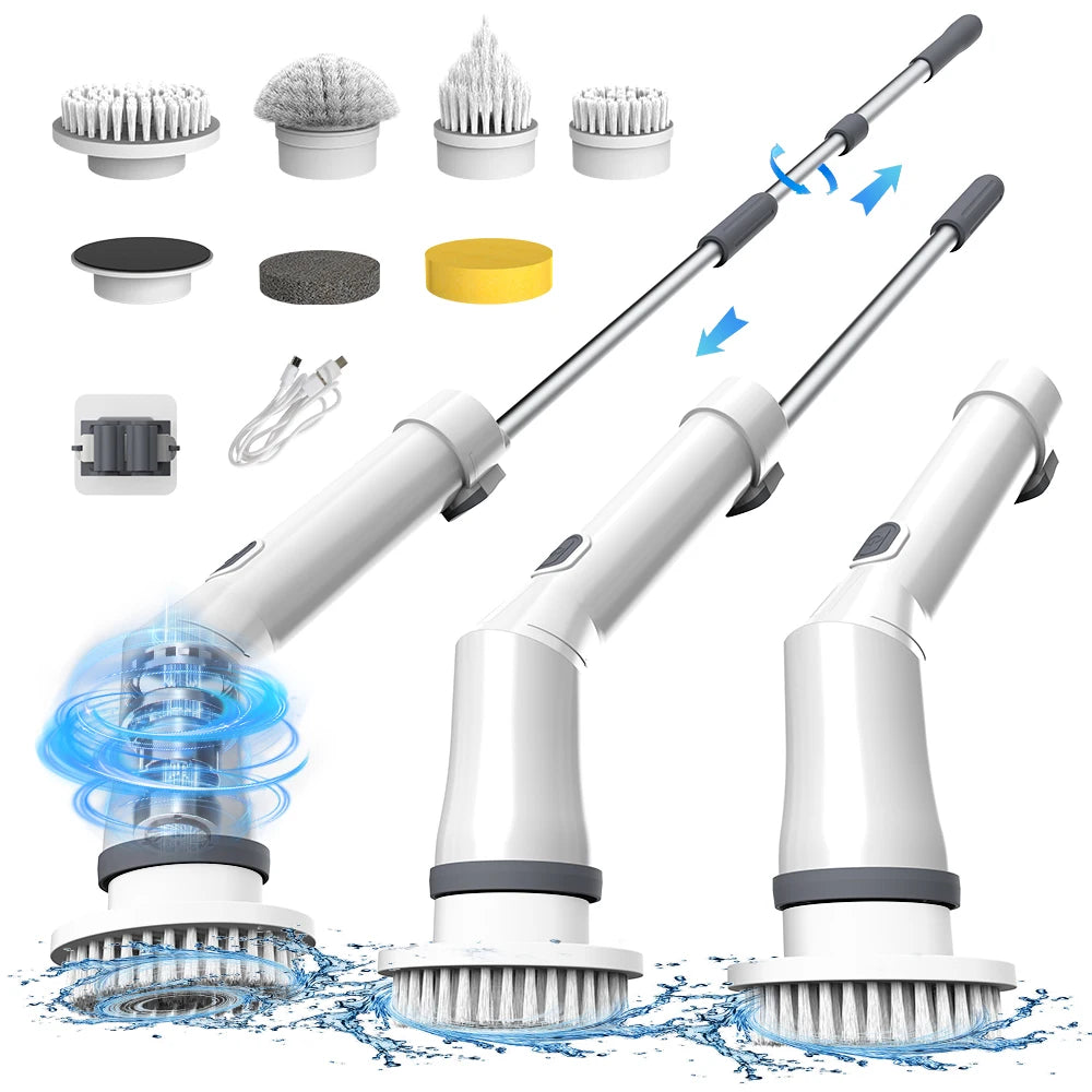 Multifunctional Wireless Rotatable Cleaning Brush Bathroom Kitchen