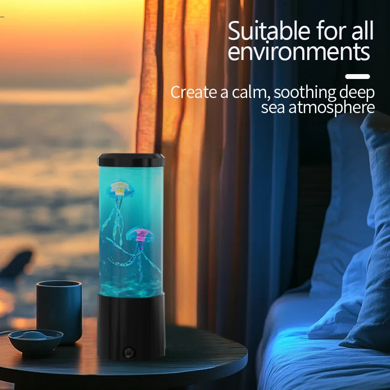Ocean Night Light with Floating Jellyfish - Aquarium Mood Lamp for Bedroom,