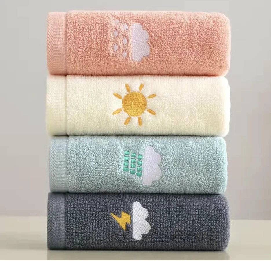 Bathroom Towels Set of 4, Hand Towel Soft Cotton Towel Highly Absorbent for Bath, Face, Gym .