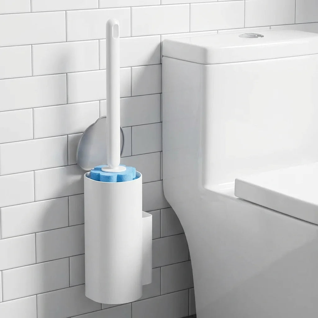 No-Mess Toilet Cleaner Set, Built-in Liquid & 18 Disposable Heads, 40.1cm Holder, Wipe Clean & Sanitize in One Step