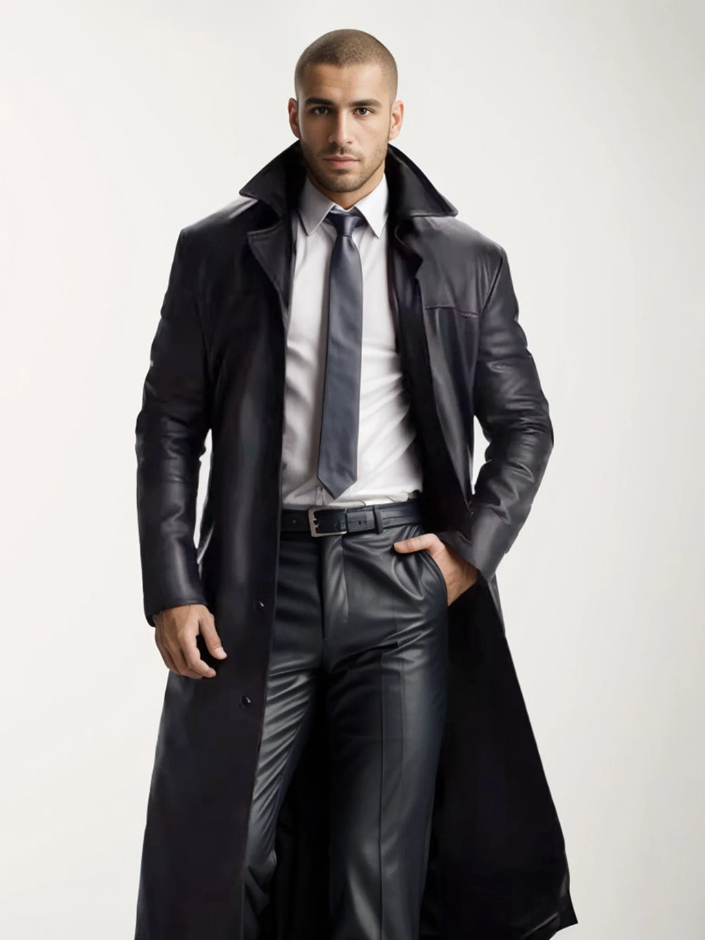 Men s Faux Leather Jacket Classic  Windproof Coat for Fall Winter Wardrobe