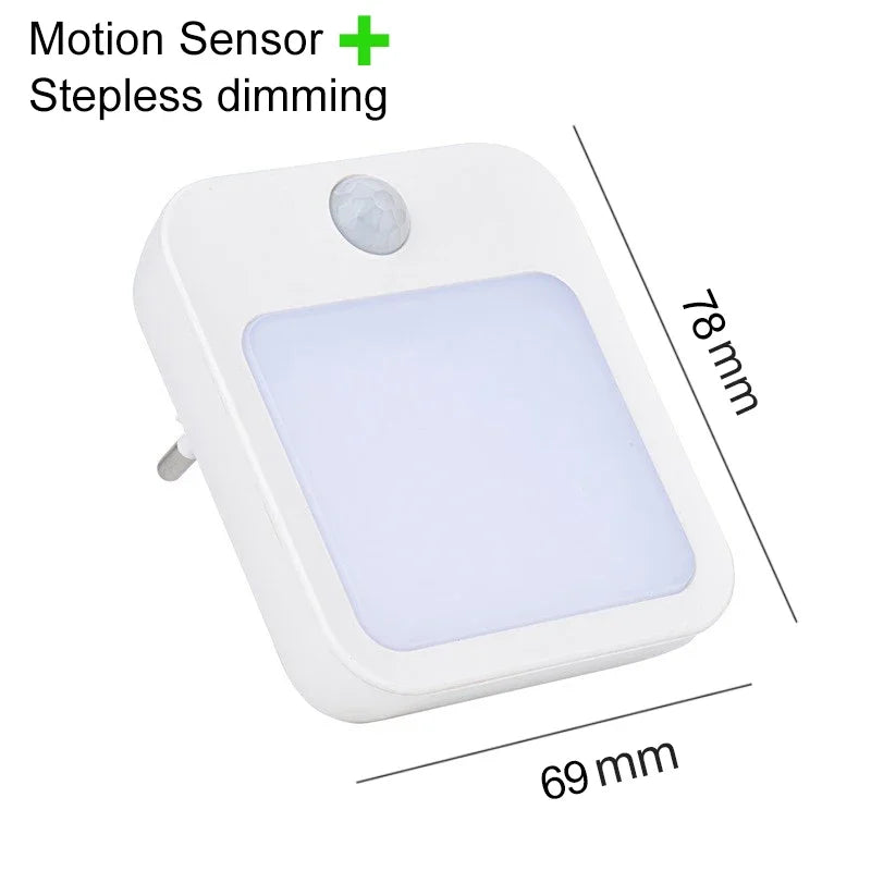 Night Light Motion Sensor Light EU Plug Lamps  Night  For Bedside Table Bedroom