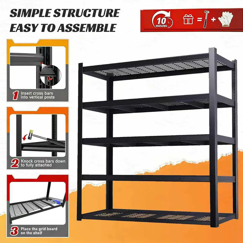 Adjustable Metal Double Layer Column Shelving,  Rack for Warehouse, Basement, Kitchen