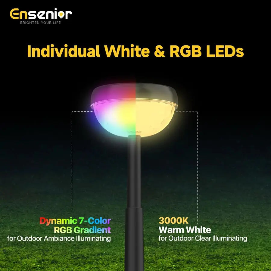 Color Changing Solar Lights Outdoor, Auto ON Off 3000K White Light amp RGB LED Solar Garden Lights,