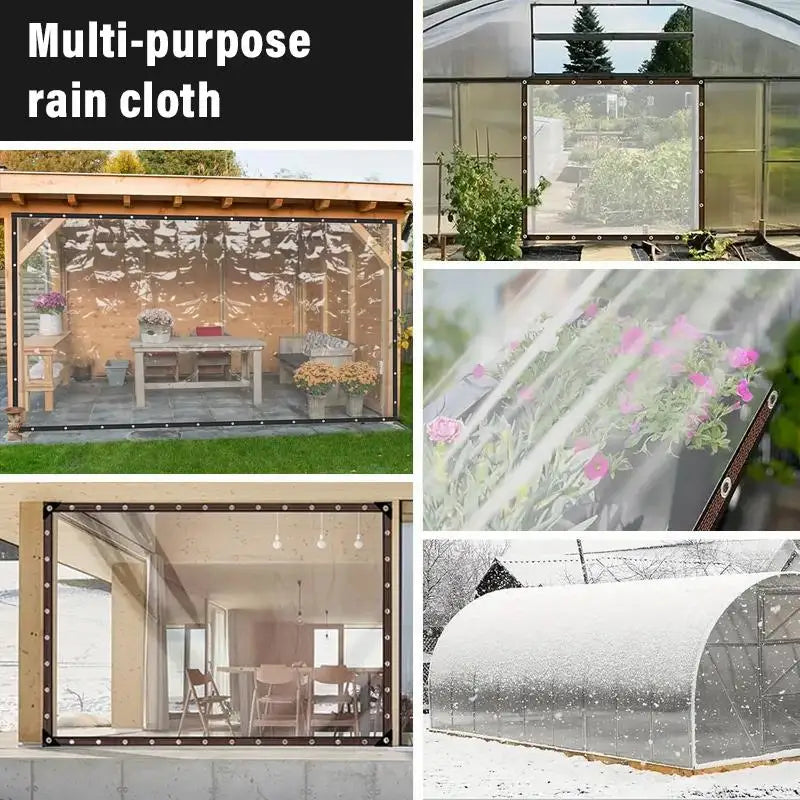 Clear PVC Waterproof Tarp 15Mil Heavy Duty Outdoor Cover for Greenhouse Patio Windproof UV Resistant Shelter