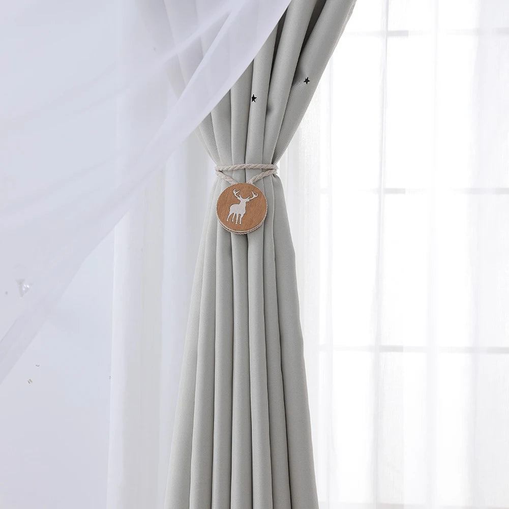 Curtain Sky Wonder Star Holes Cut  Room Darkening Drape for Bedroom/Living Room/Studio